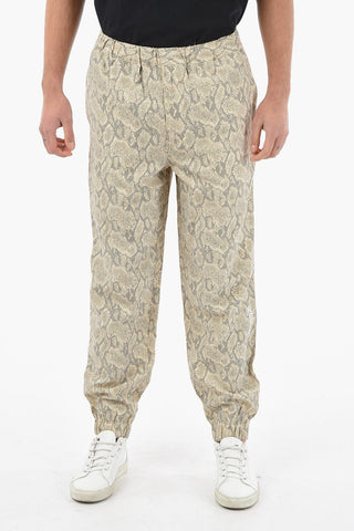 Pantaloni Jogger in Stampa Pitone con Elastici alla Caviglia