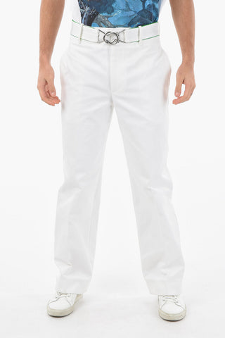 Cotton Twill Wide Leg Pants with Belt