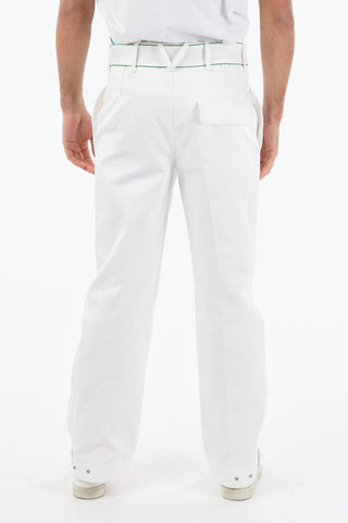 Cotton Twill Wide Leg Pants with Belt