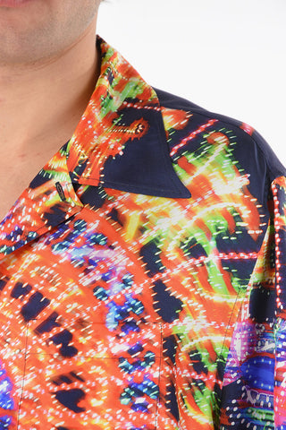 Silk-satin Hawaiian Shirt with LUMINARIE Print