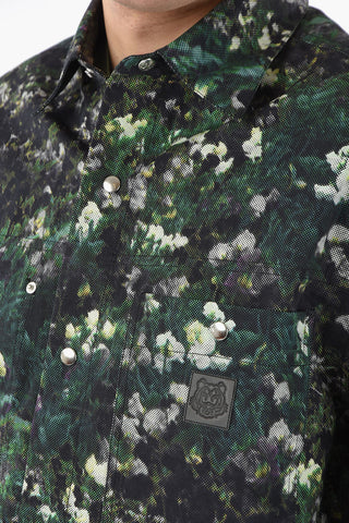 Floral-printed Over Shirt with Breast Pocket