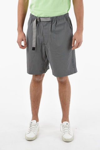 Textured-cotton Shorts with Industrial Belt