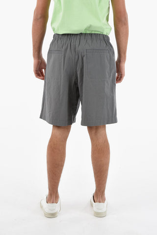 Textured-cotton Shorts with Industrial Belt