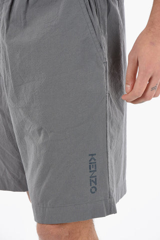Textured-cotton Shorts with Industrial Belt