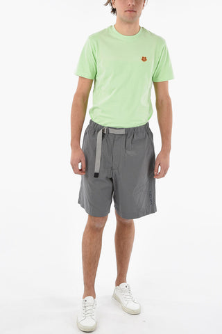 Textured-cotton Shorts with Industrial Belt