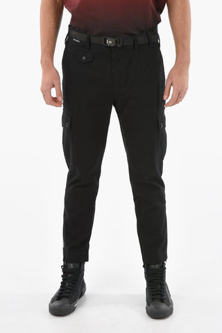 Stretchy Cotton Cargo Pants with Ankle Zips