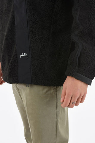 Textured-fleeced BIAS Bomber Jacket with Off-center Button Closure