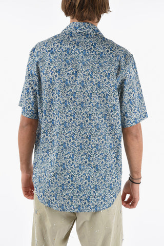 Short-sleeve Shirt with Floral Print and Lettering