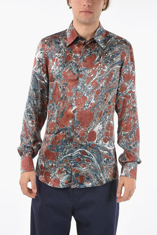 Silk-satin Shirt with Abstract Print