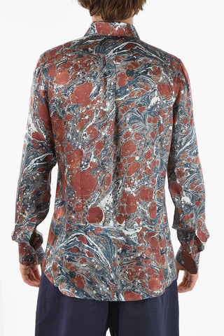 Silk-satin Shirt with Abstract Print