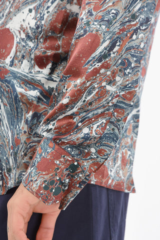 Silk-satin Shirt with Abstract Print