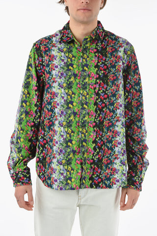 Camicia Floreale in Corduroy con Taschino