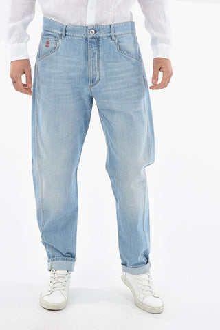 Contrasting Seams Loose Fit Jeans