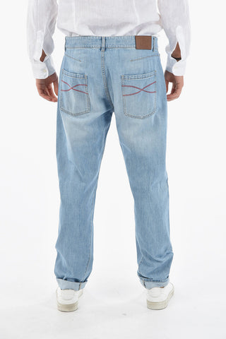 Contrasting Seams Loose Fit Jeans
