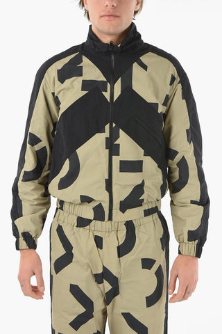 Nylon Zip-up Active Windbreaker with Monogram Print