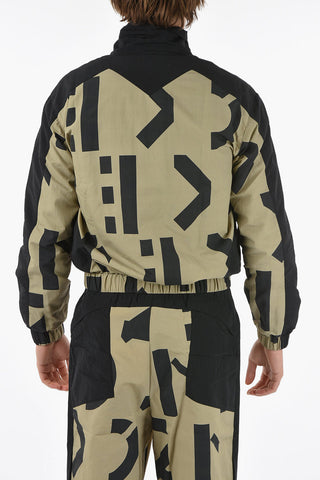 Nylon Zip-up Active Windbreaker with Monogram Print