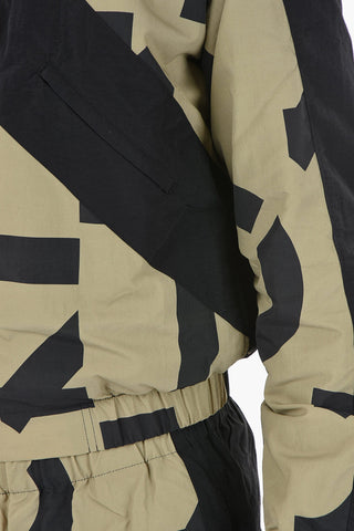 Nylon Zip-up Active Windbreaker with Monogram Print