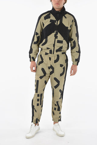 Nylon Zip-up Active Windbreaker with Monogram Print