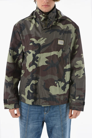 Camouflage Windbreaker with Removable Hood