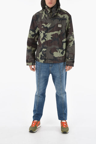 Camouflage Windbreaker with Removable Hood