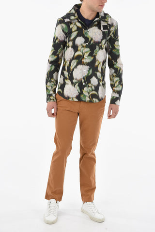 Camicia Floreale in Popeline di Cotone con Cappuccio