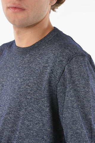 Maglia Girocollo in Cashmere e Seta con Orli a Costine