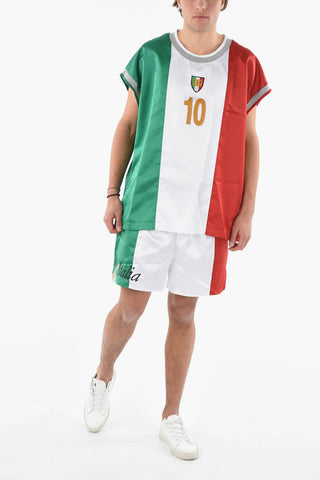 T-shirt Tricolore in Raso Tecnico con Logo Patch DG