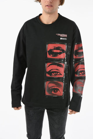 HOT ANIMALIER Long-sleeved T-shirt with EYES TALK Print