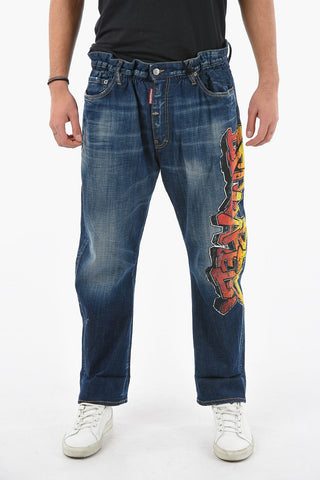 Tapered-Fit-Jeans BIG BROTHER mit mehrfarbigem Logoprint 19cm
