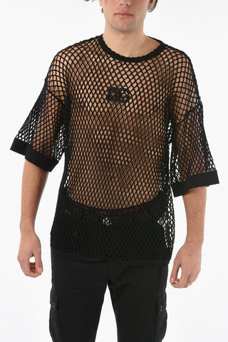 Meshed Virgin-wool T-shirt with DG Logo Embroidery