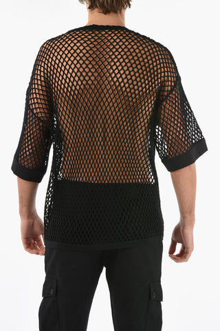 Meshed Virgin-wool T-shirt with DG Logo Embroidery