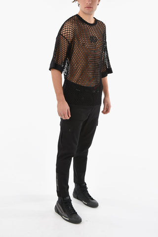 Meshed Virgin-wool T-shirt with DG Logo Embroidery