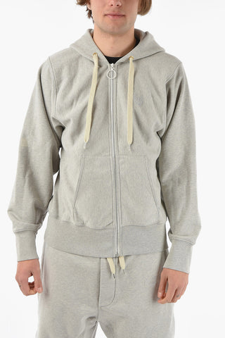 MM10 Brushed-cotton Zip-up Hoodie with Embroidered Logo