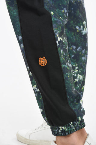 Floral-printed Jersey Joggers with TIGER CREST Logo Patch