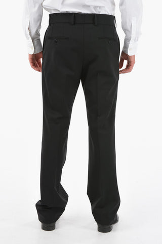 Virgin Wool Tailored Pants with Satin Side Bands