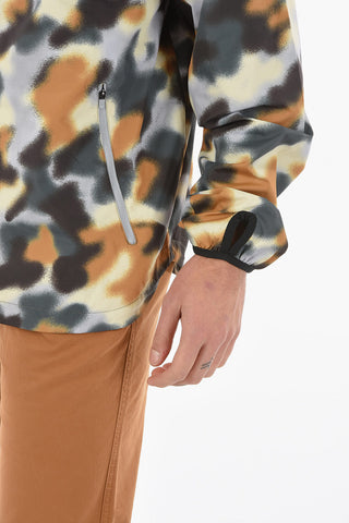 Camo-printed Hooded Windbreaker with Drawstring