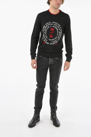 HOT ANIMALIER Virgin-wool Sweater with EYES TALK Embroidery