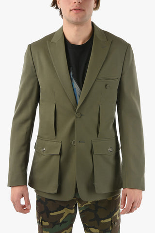 Blazer Monopetto ARMY con Tasche a Toppa con Aletta