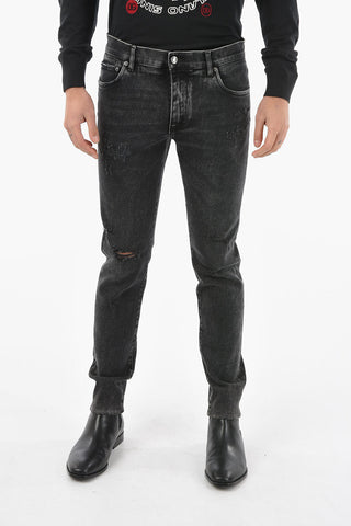 DENIM Jeans Skinny con Placca Logo