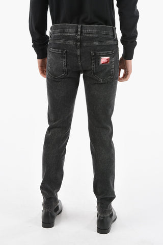 DENIM Jeans Skinny con Placca Logo