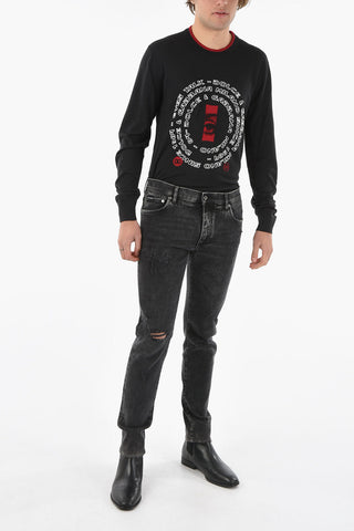 DENIM Jeans Skinny con Placca Logo