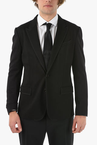 Tailored Single-breasted Blazer with Ribbed Trimmings