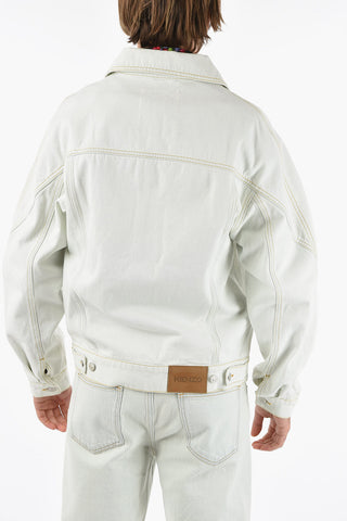 Denim Saharian Over Shirt with Tone-one-tone Lettering Logo