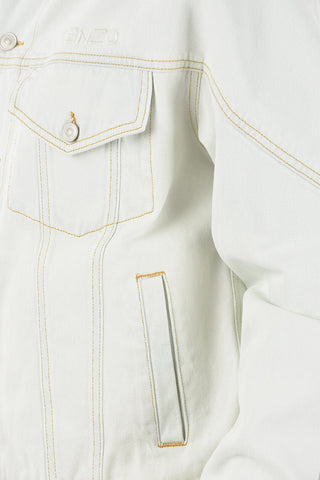 Denim Saharian Over Shirt with Tone-one-tone Lettering Logo