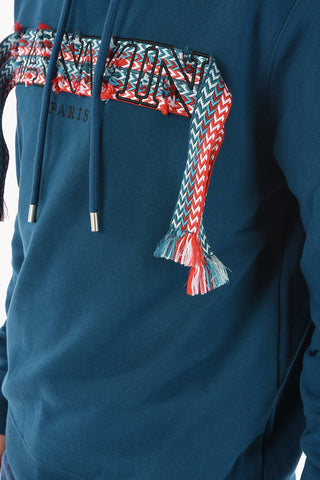 Hoodie CURB with Fringed Logo Embroidery