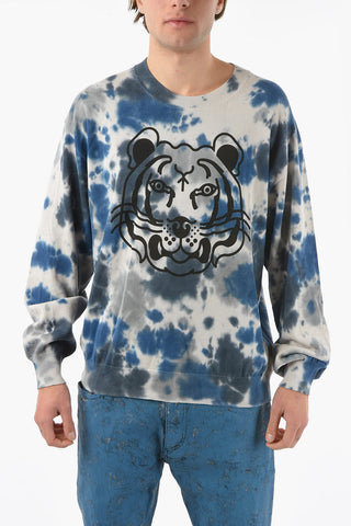 Tye-dyed Crewneck Sweater with K-TIGER Print