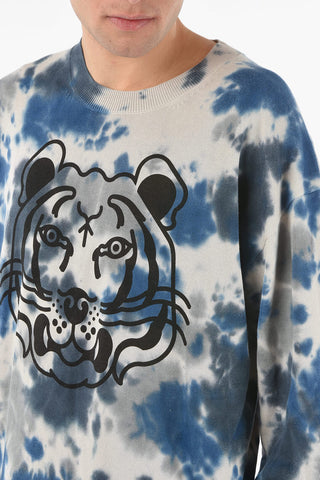 Tye-dyed Crewneck Sweater with K-TIGER Print