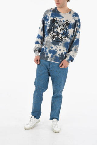 Tye-dyed Crewneck Sweater with K-TIGER Print