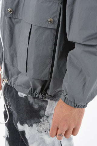 Hoodie Windbreaker with Flap Pocket and Chest Maxi Pocket