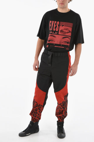 HOT ANIMALIER Pantaloni Jogger In Nylon Con Stampa Leopardo
